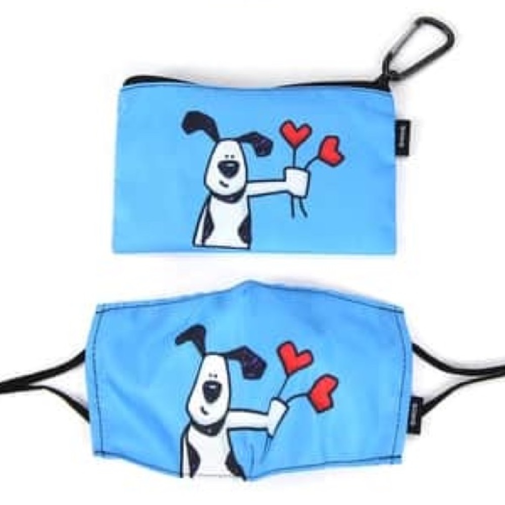 Ed Heck Designer Adult Facemask Love Dog Flowers
